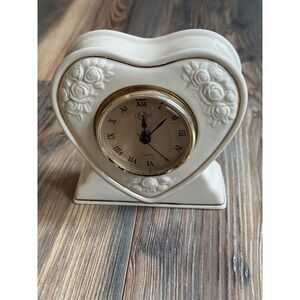 Vintage Lenox Embossed Rose Heart Mantel Clock 24K Gold Trim